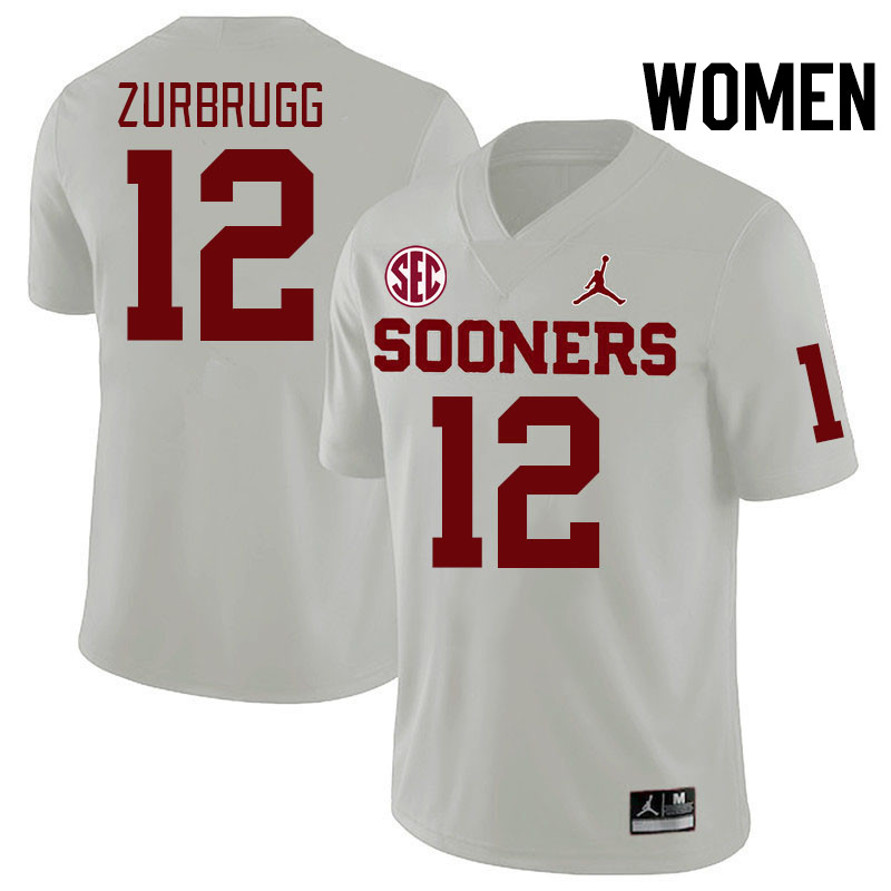 Women #12 Brendan Zurbrugg Oklahoma Sooners 2024 SEC Conference College Football Jerseys-White